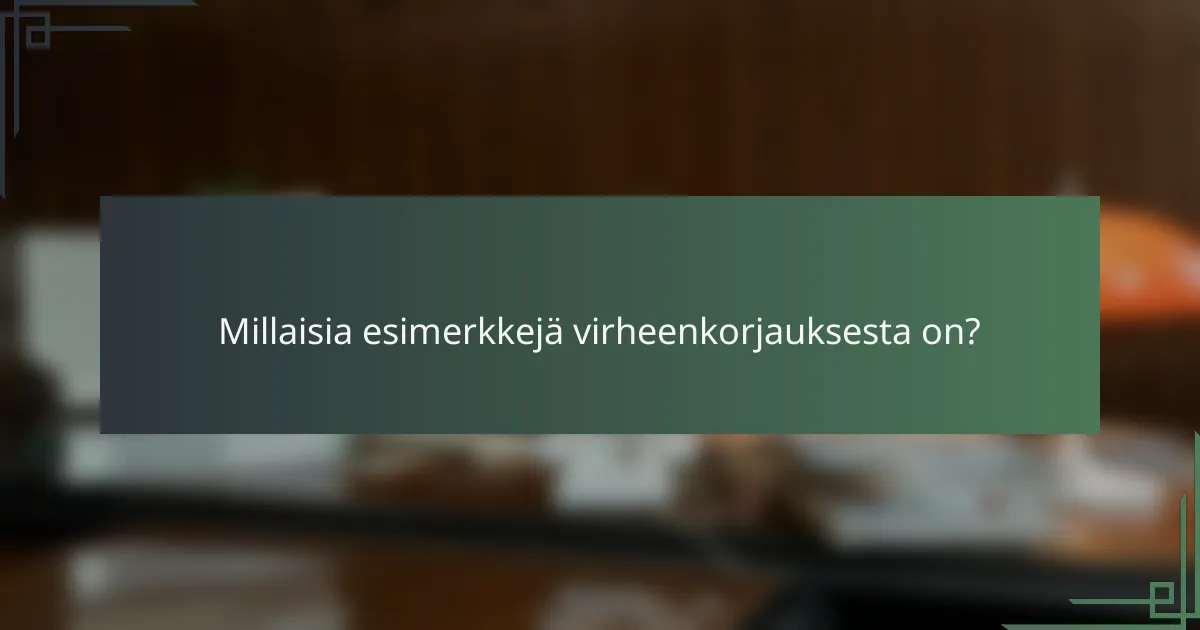 Millaisia esimerkkejä virheenkorjauksesta on?