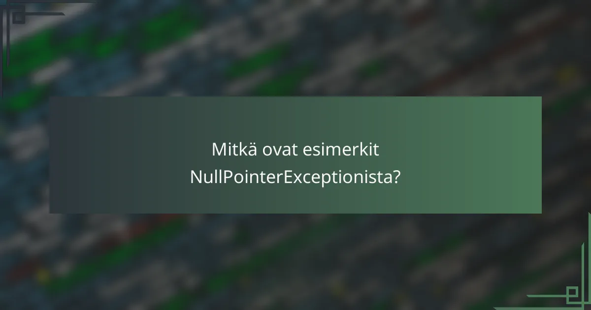 Mitkä ovat esimerkit NullPointerExceptionista?