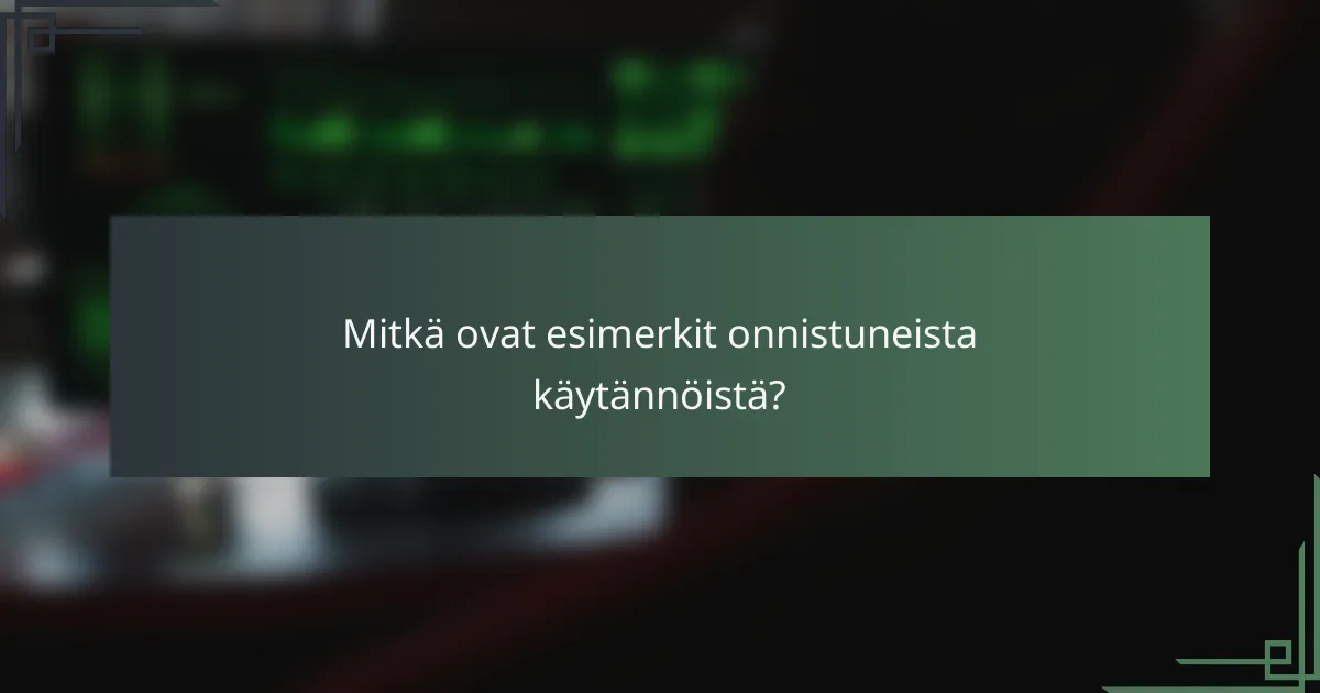 Mitkä ovat esimerkit onnistuneista käytännöistä?