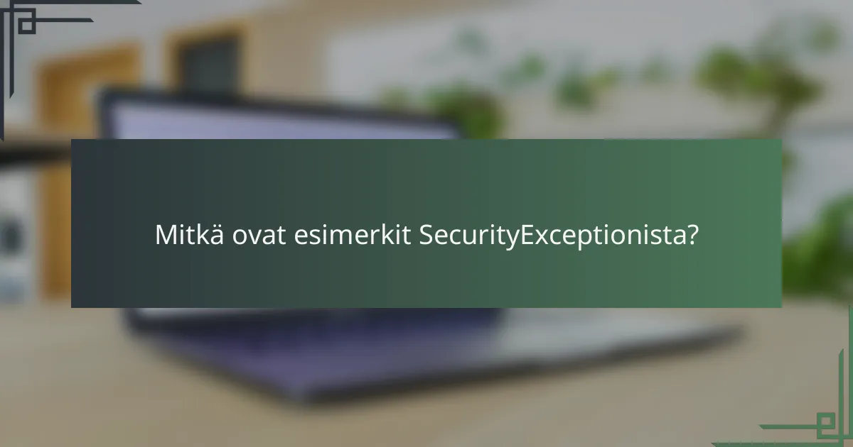Mitkä ovat esimerkit SecurityExceptionista?