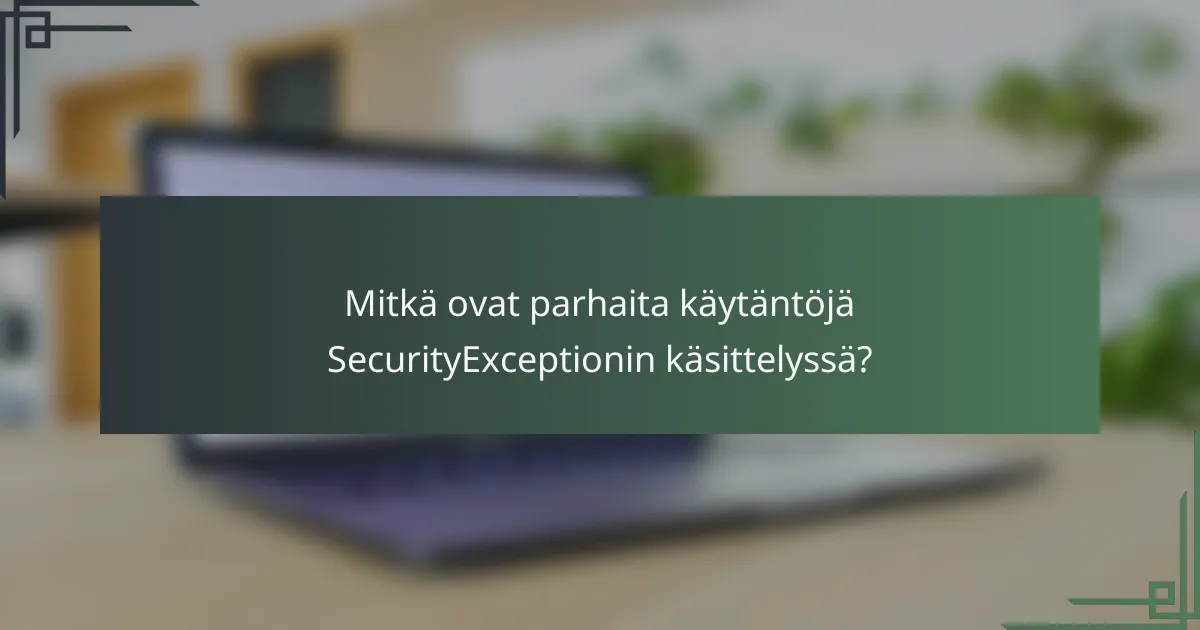 Mitkä ovat parhaita käytäntöjä SecurityExceptionin käsittelyssä?