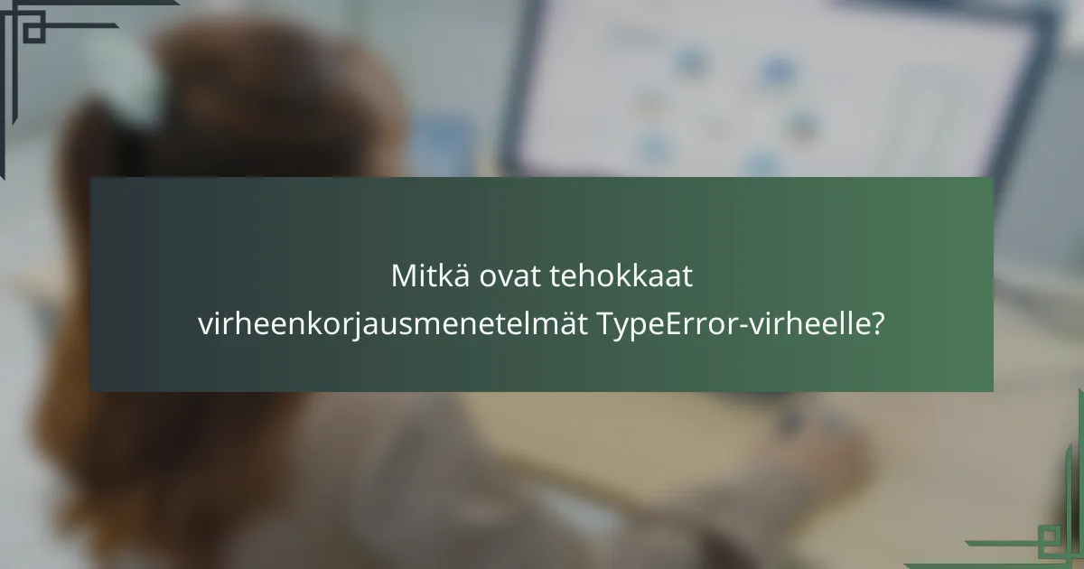 Mitkä ovat tehokkaat virheenkorjausmenetelmät TypeError-virheelle?