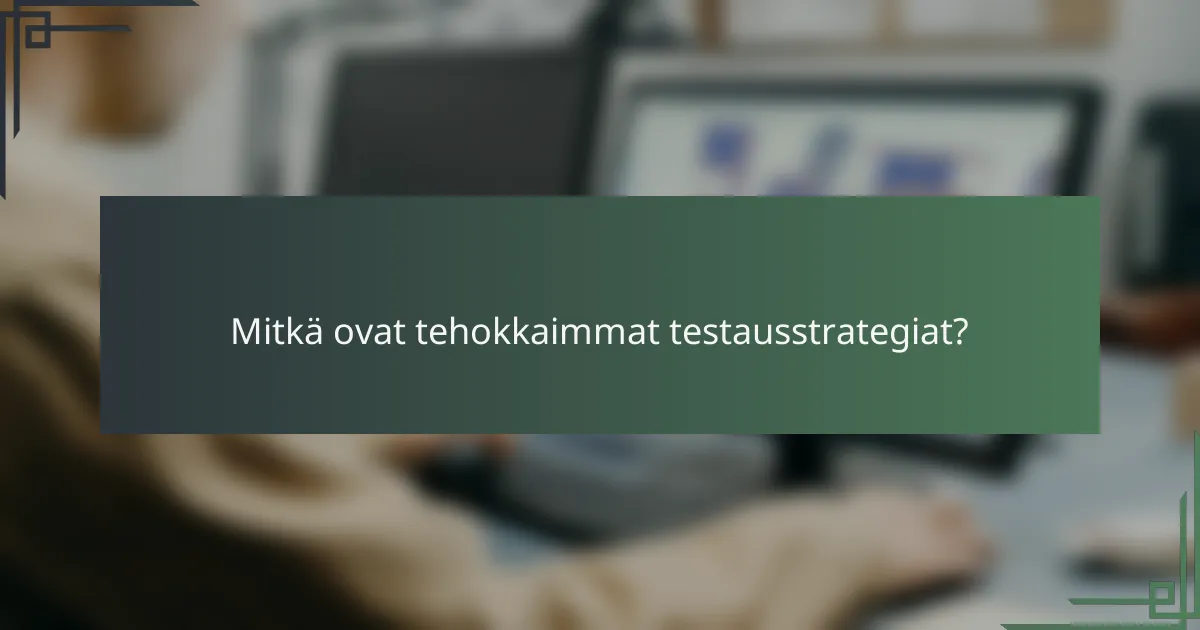 Mitkä ovat tehokkaimmat testausstrategiat?