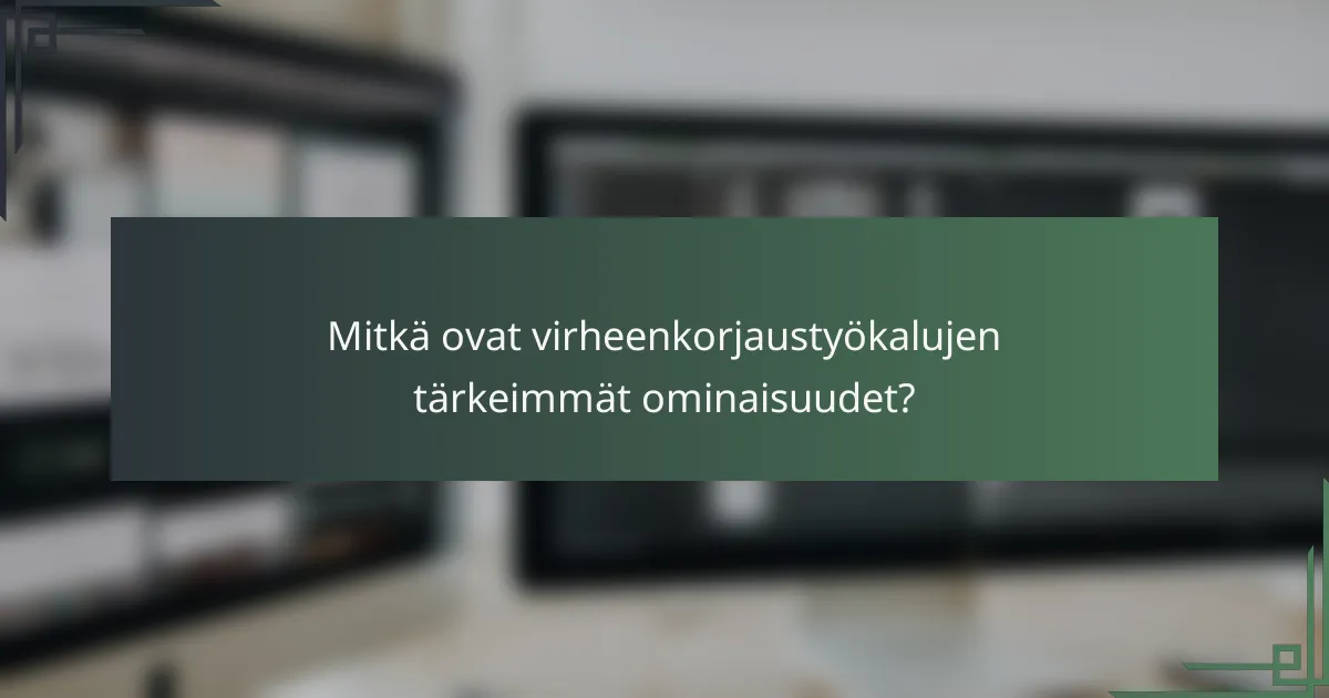 Mitkä ovat virheenkorjaustyökalujen tärkeimmät ominaisuudet?